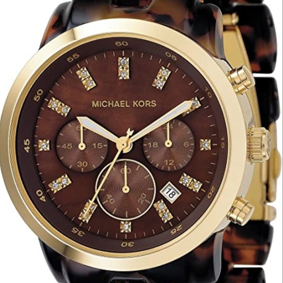 Michael Kors Women’s Oversized Tortoise/Gold Watch - Picture 1 of 3